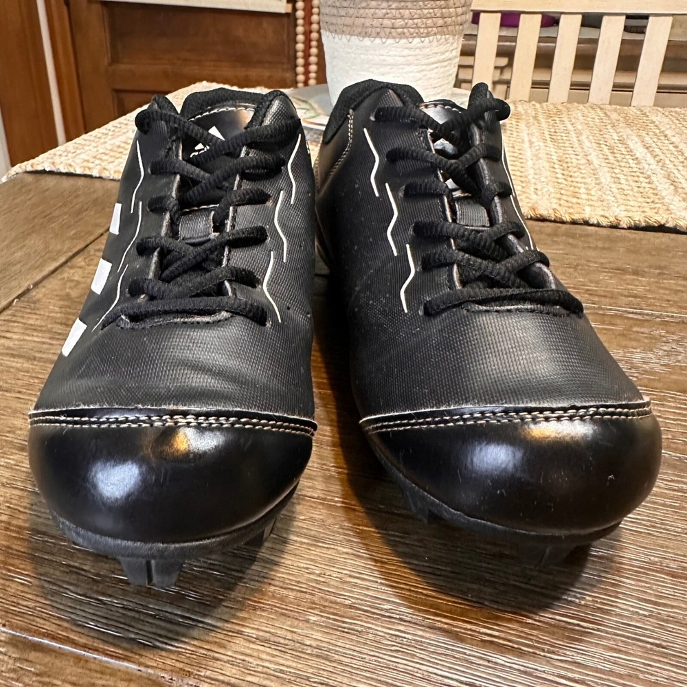 Adidas Baseball Cleats Molded Black White Boys Shoes Size 2.5‎ - Picture 4 of 9
